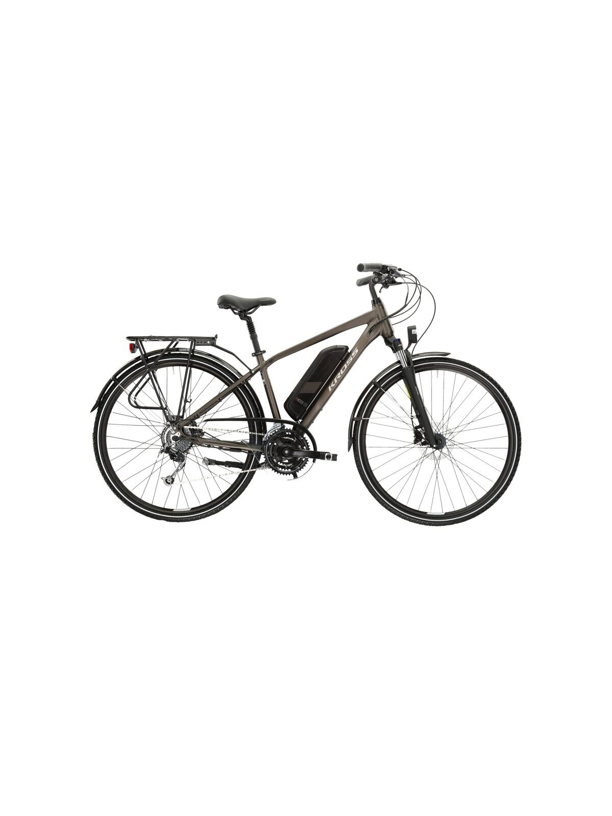 KROSS Trans Hybrid ZZ 522Wh bro-gry m elektrinis miesto dviratis (28")