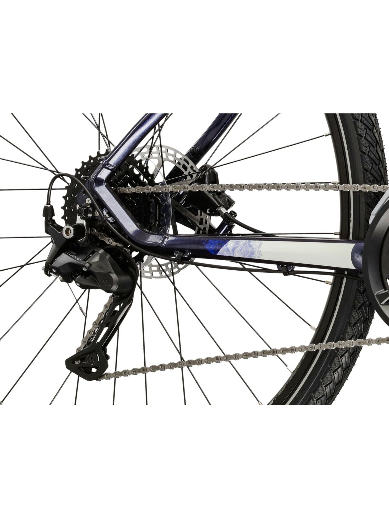 KROSS Evado 5.0 MY26 / Navy Blue-Silver Glossy / hibridinis dviratis (28'') 7