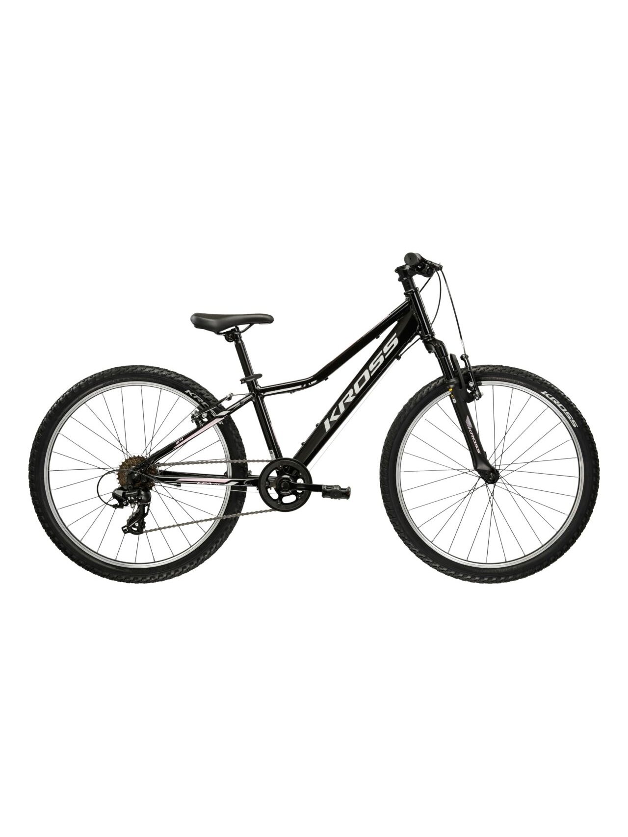KROSS Lea JR 24 D MY26 / Black-Silver Glossy / mergaitiškas vaikiškas dviratis (24")