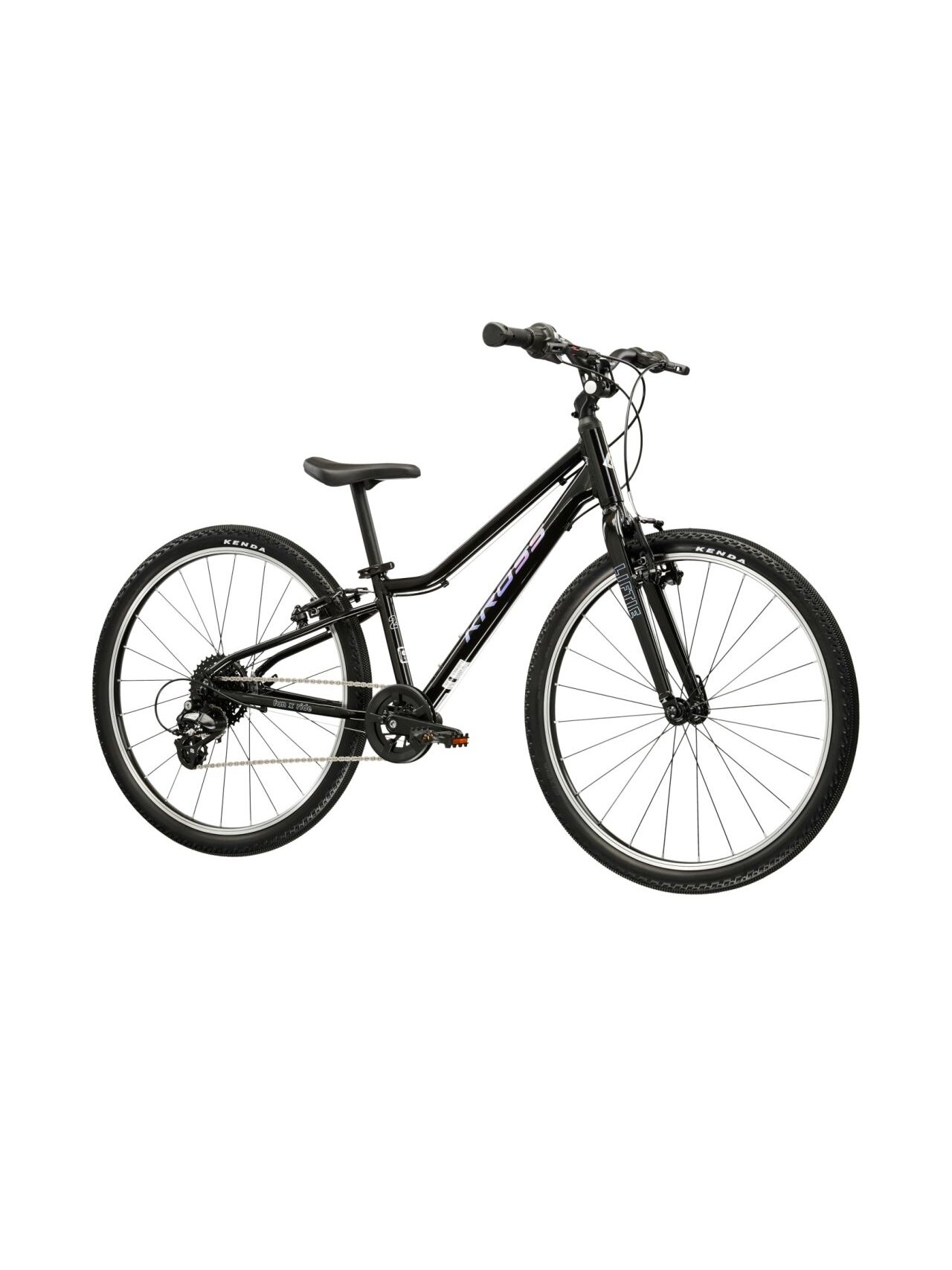 KROSS Liftie 24 / Juoda-sidabrinė blizgi / lengvas vaikiškas dviratis (24") 1