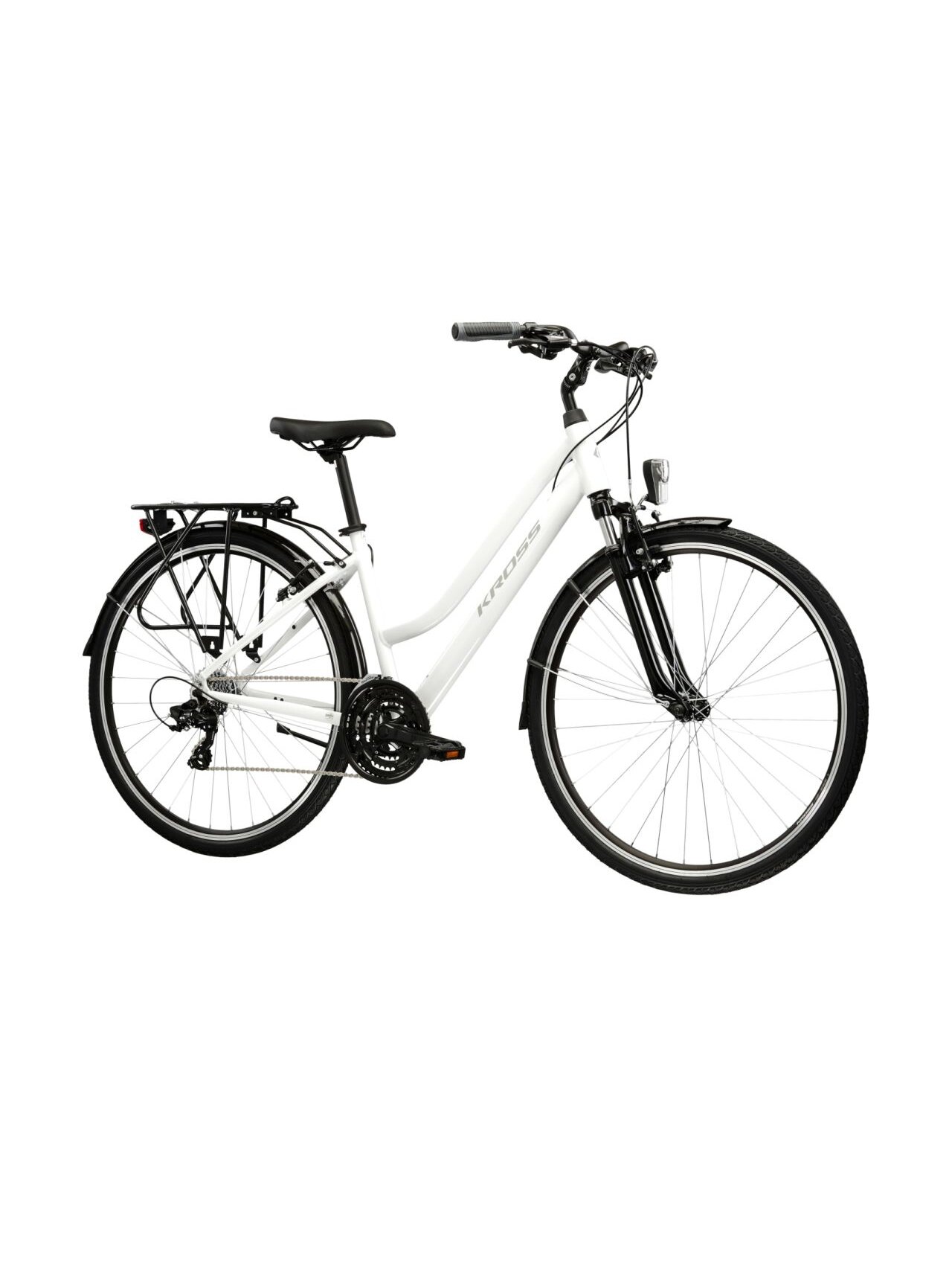 KROSS Trans 1.0 D / White-Grey Gloss / moteriškas miesto dviratis (28") MY26 1