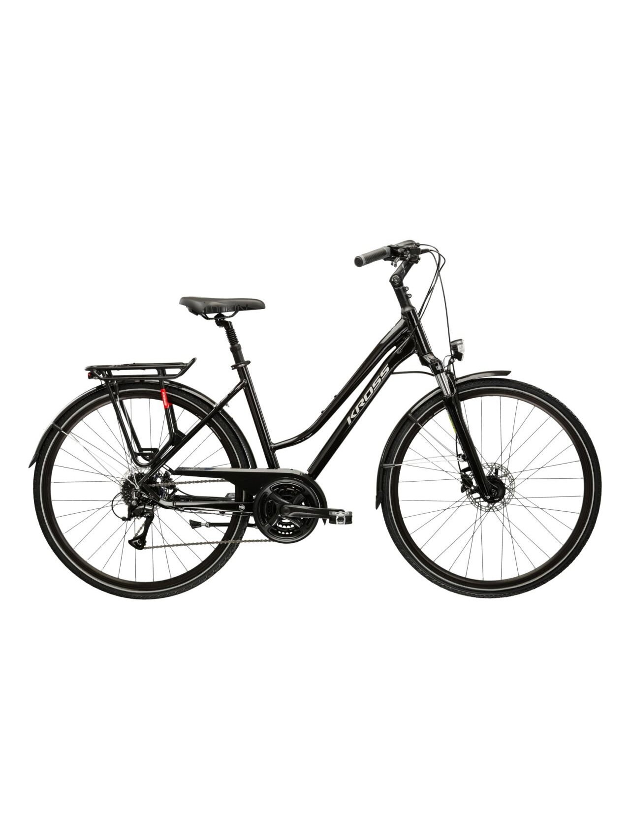 KROSS Trans 4.0 D / Black-Silver Gloss / moteriškas miesto dviratis (28") MY25