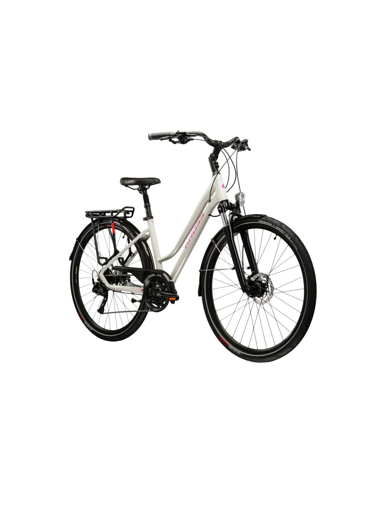 KROSS Trans 5.0 D / Grey-Pink Gloss / moteriškas miesto dviratis (28") MY25 1