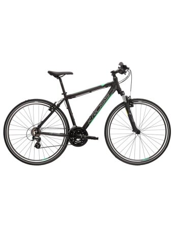 KROSS Evado 2.0 / Black-Green Matte / hibridinis dviratis (28")