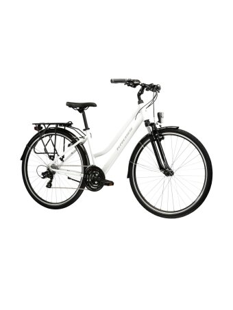 KROSS Trans 1.0 D / White-Grey Gloss / moteriškas miesto dviratis (28") MY26