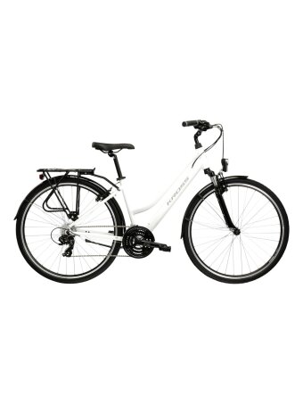 KROSS Trans 1.0 D / White-Grey Gloss / moteriškas miesto dviratis (28") MY26
