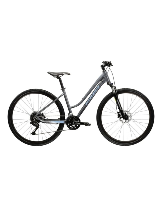 KROSS Evado 5.0 D gry-blu g moteriškas hibridinis dviratis (28") MY25