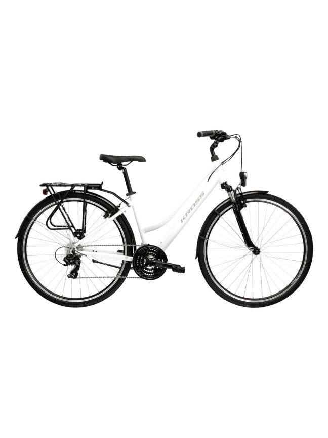 KROSS Trans 1.0 D / White-Grey Gloss / moteriškas miesto dviratis (28") MY26