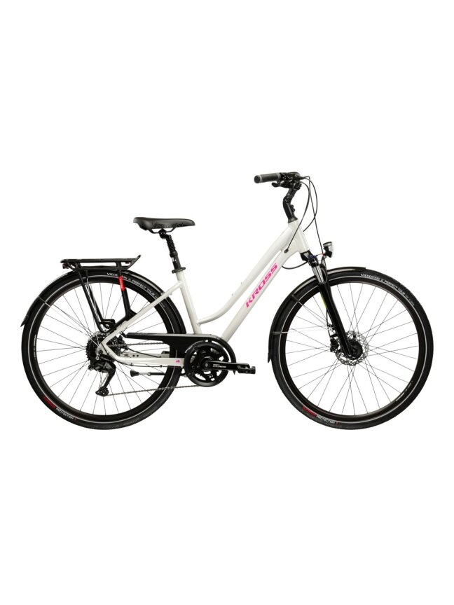 KROSS Trans 5.0 D / Grey-Pink Gloss / moteriškas miesto dviratis (28") MY25