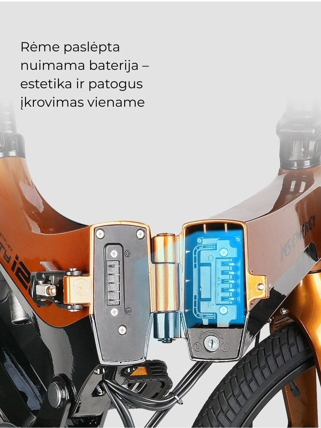 Sulankstomas elektrinis miesto dviratis MS ENERGY eBike i20 Orange Black 3 Sulankstomas elektrinis miesto dviratis MS ENERGY eBike i20 Orange Black 3