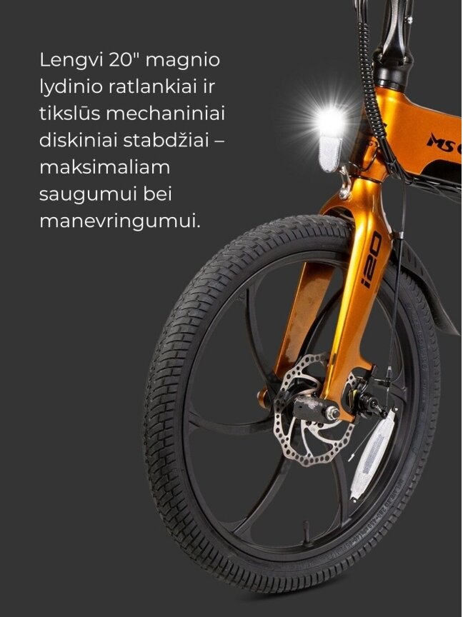 Sulankstomas elektrinis miesto dviratis MS ENERGY eBike i20 Orange Black 5 Sulankstomas elektrinis miesto dviratis MS ENERGY eBike i20 Orange Black 5